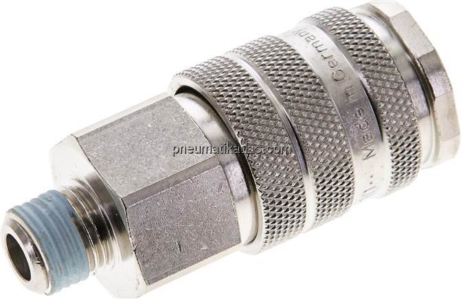 Kupplungsdose (NW10) R 1/4"(AG), Messing vernickelt