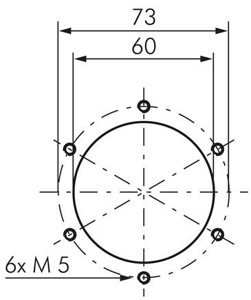 Zeichnung: Befestigungsbohrung (DIN 24557-25)