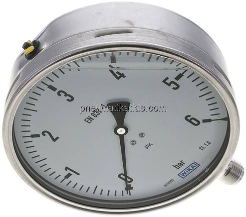 Chemie-Glycerin-Manometer senkrecht,160mm, 0 - 6 bar