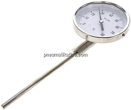 Bimetallthermometer, senkrecht D100/0 bis +80°C/63mm