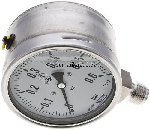 Gly.-Sicherheits-Manometer senkrecht,100mm, 0 - 0,6 bar