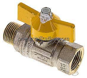 Messing-Kugelhahn, DVGW, R 3/8" / Rp 3/8", -0,9 bis 50bar