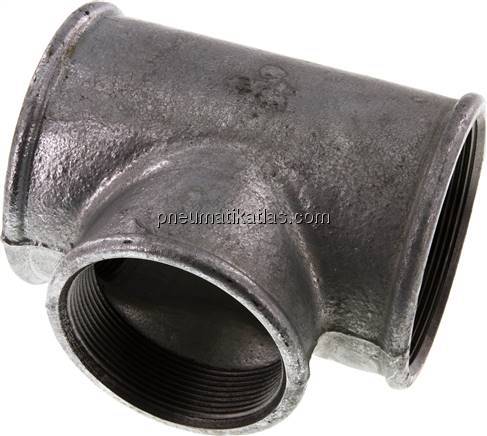 T-Stück Rp 3"-Rp 2-1/2"-Rp 3" (IG), Temperguss verzinkt