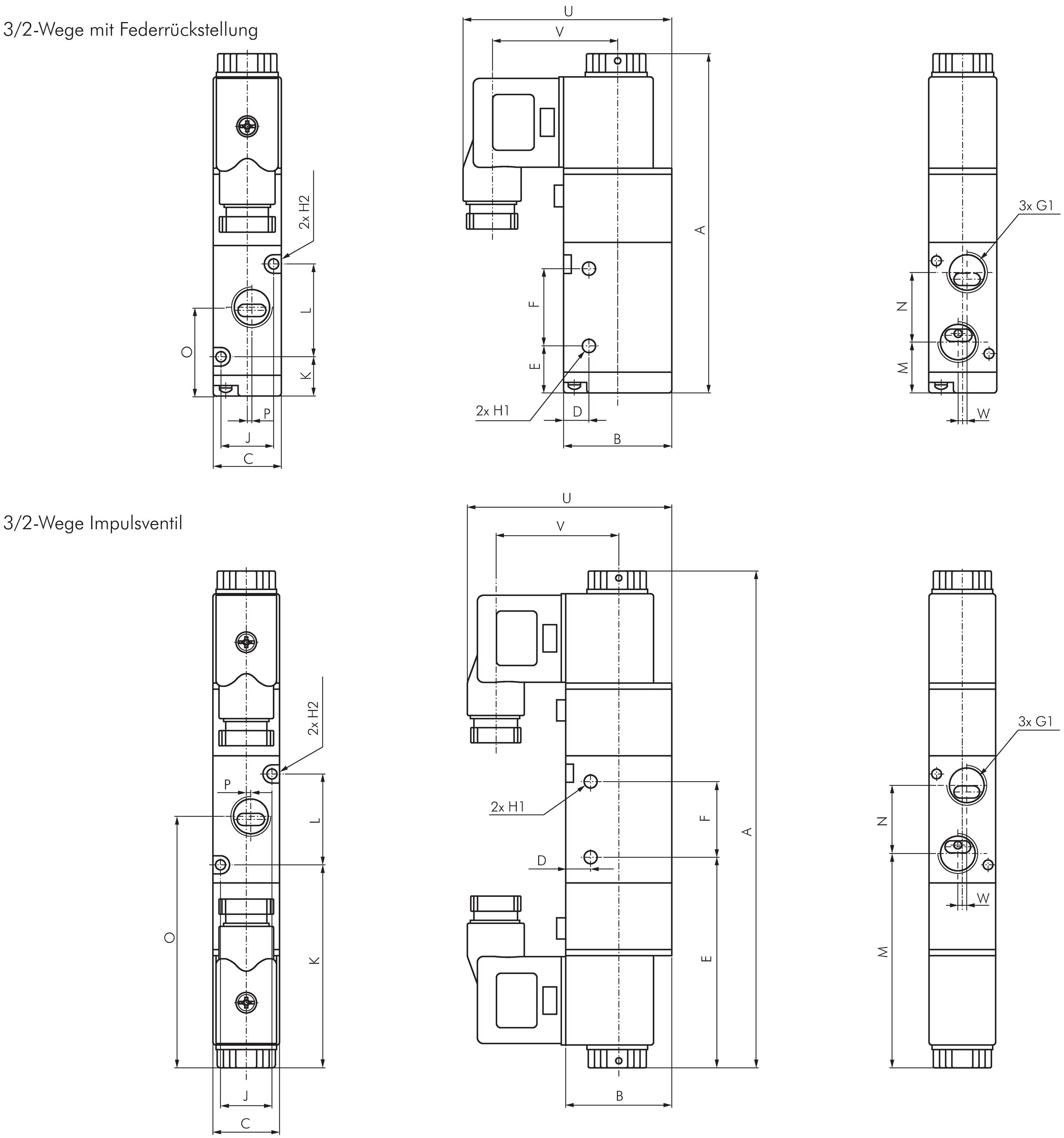 Zeichnung: 3/2-Wege Magnetventil