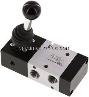 3/2-Wege Handhebelventil, Federrückstellung, G 1/4"