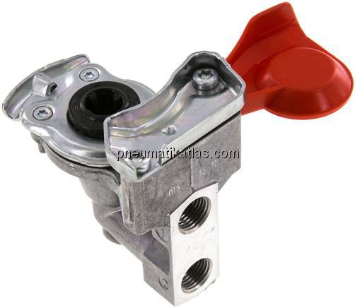 Fahrzeugkupplung 2x M 16x1,5(IG), Vorrat (rot) für Zugmaschinen, DIN 74254 (mit 