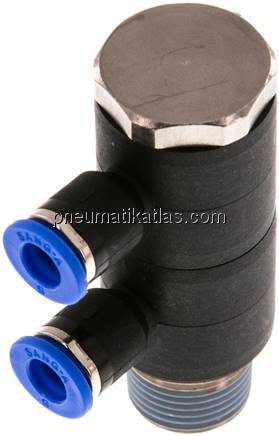 Steck-Mehrfachverteiler, 2-fach R 3/8"-6mm, IQS-Standard