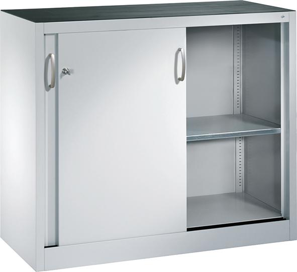 Schiebetürenschrank B1200xT600xH1000 mm RAL 7035, 2 Fachböden CP
