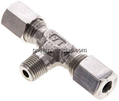 T-Schneidringverschraubung M 10x1 (konisch)-6 L (M12x1,5), 1.4571