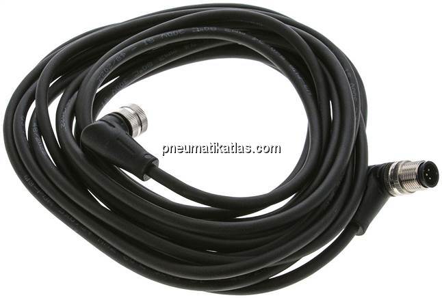 Kabel mit M12-Kupplung, 5 m, abgewinkelt, M 12-Stecker (A-codiert)