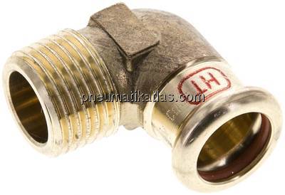 Pressfitting, Winkel, 15mm / R 1/2" AG, Kupfer / Kupferlegierung