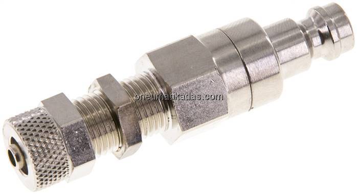 Schott-Kupplungsstecker (NW5) 6x4mm Schlauch, Messing vernickelt