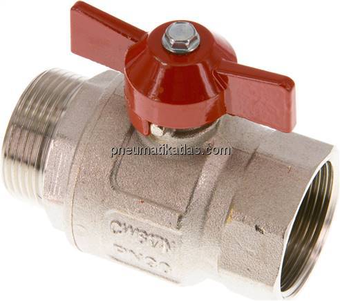 Messing-Kugelhahn, kurz, G 1-1/4" (AG/IG), -0,9 bis 30bar