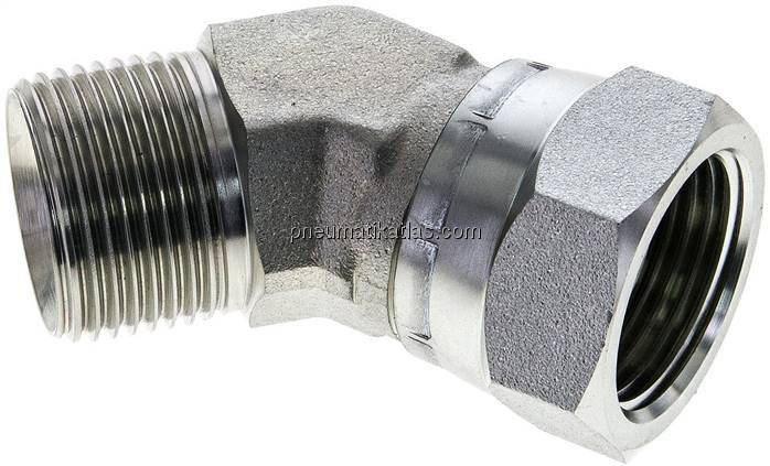 45°-Einschraubwinkel, 60°-Kegel, G 1", Stahl verzinkt