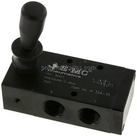 3/2-Wege Handhebelventil, Raste, G 1/2"