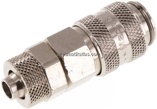 Kupplungsdose (NW5) 8x6mm Schlauch, Messing vernickelt