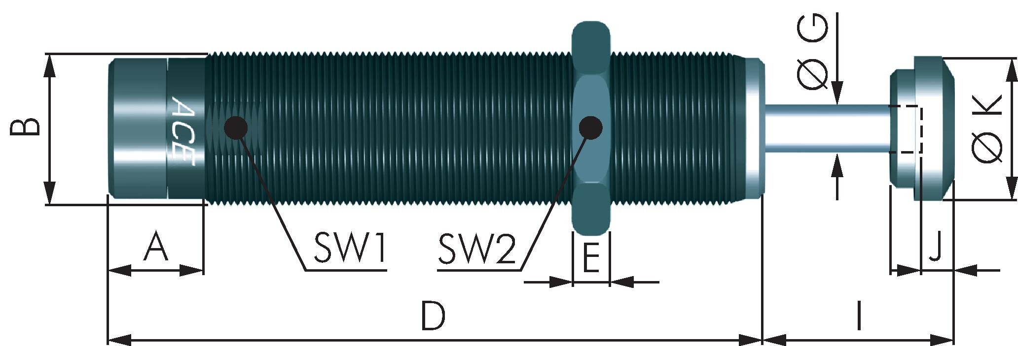 Zeichnung: Einstellbarer Stoßdämpfer