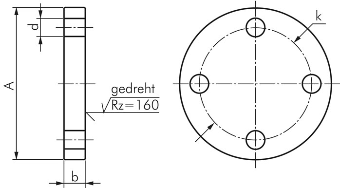 Zeichnung: Blindflansche DIN 2527