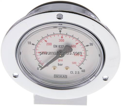Einbaumanometer (CrNi/Ms), Frontring, 63mm, 0 - 40 bar