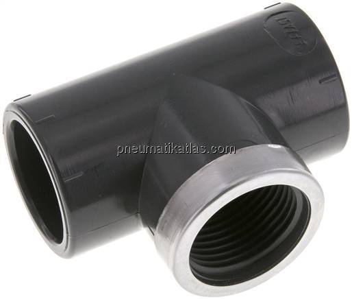 Klebe-Gewinde-T-Stück, PVC-U, 32mmxRp 1" IGx32mm