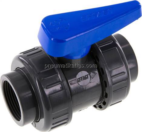 Kugelhahn, PVC-U / EPDM, Rp 1-1/4" (Wasserausführung)