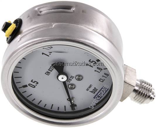 Chemie-Glycerin-Manometer senkrecht, 63mm, 0 - 1,6 bar