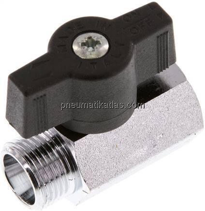 Messing-Minikugelhahn G 3/8" Innengewinde / Außengewinde, PN 15