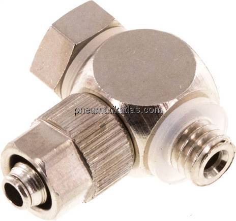 Winkel-Verschraubung M 5-5x3mm, Messing vernickelt, Hohlschraube