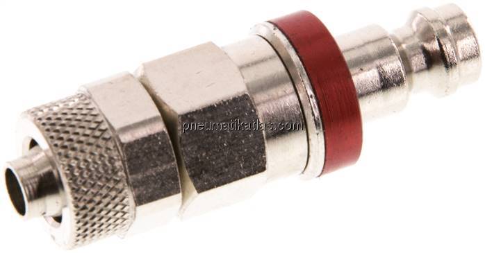 Kupplungsstecker (NW5) 8x6mm Schlauch, Messing vernickelt