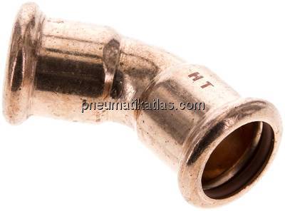 Pressfitting, 45° Bogen, 22mm innen, Kupfer / Kupferlegierung