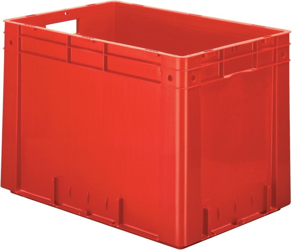 Transport-Stapelkasten B600xT400xH420 mm rot Auflast 700kg mit Griffloch LA-KA-PE