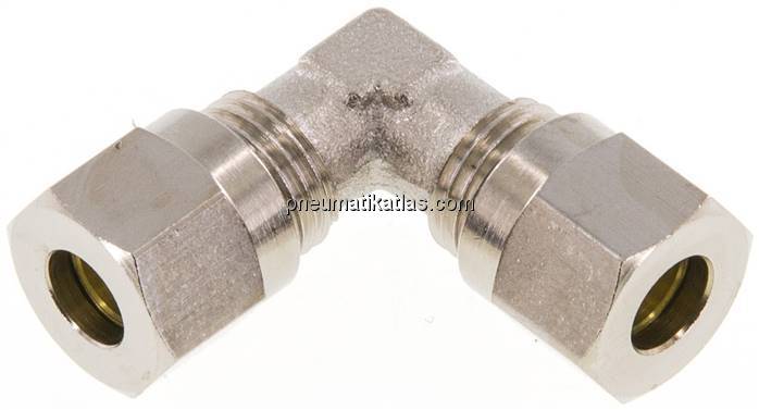 Winkel-Schneidringverschraubung 6 LL (M10x1), Messing vernickelt