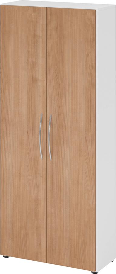 Schrank 4100 BM, 5 OH K: Weiß / F: Nussbaum 80x34,6x188 cm (BxTxH)