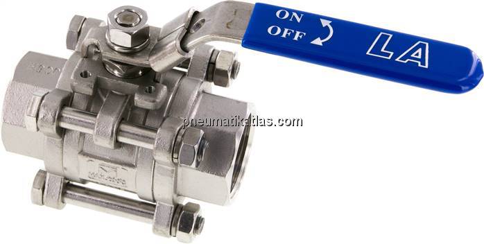 3-teiliger Edelstahl-Kugelhahn, G 1-1/4", 0 - 63bar