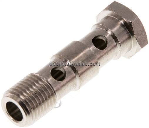 Hohlschraube, 2-fach G 1/4"-46mm, Messing vernickelt