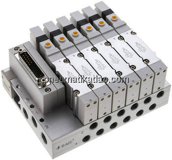 Ventilterminal 6x5/2-Wege, Multipol, G 1/8" an Grundplatte (seitlich)