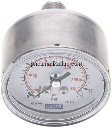 ES-Manometer waagerecht, 50mm, 0 - 16 bar, G 1/4"