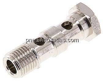 Hohlschraube, 2-fach G 1/4"-41mm, Messing vernickelt