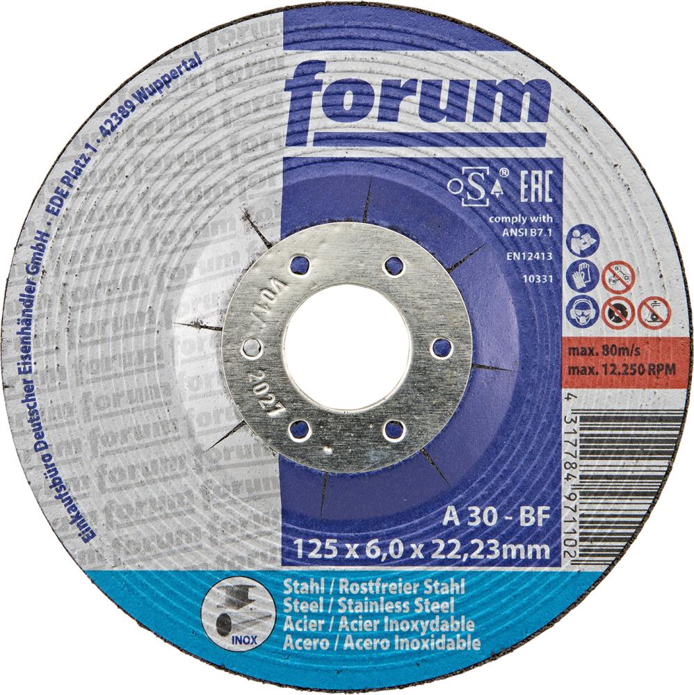 Schruppscheibe Stahl/INOX125 x 6 mm, T42 gekröpft FORUM