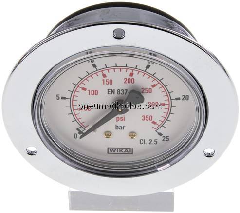Einbaumanometer (CrNi/Ms), Frontring, 63mm, 0 - 25 bar