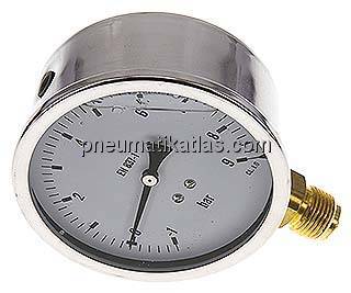 Glycerin-Manometer senkrecht (CrNi/Ms),100mm, -1 bis 9 bar