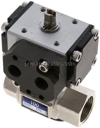 Messing Kugelhahn mit pneumatischem Antrieb, Rp 3/4"