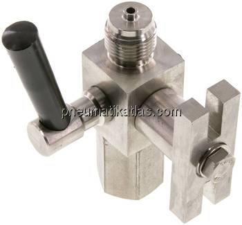 Manometer-Absperrhahn G 1/2" Spannmuffe - Zapfen, 1.4571