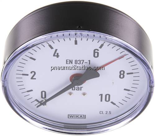Manometer waagerecht, 100mm, 0 - 10 bar