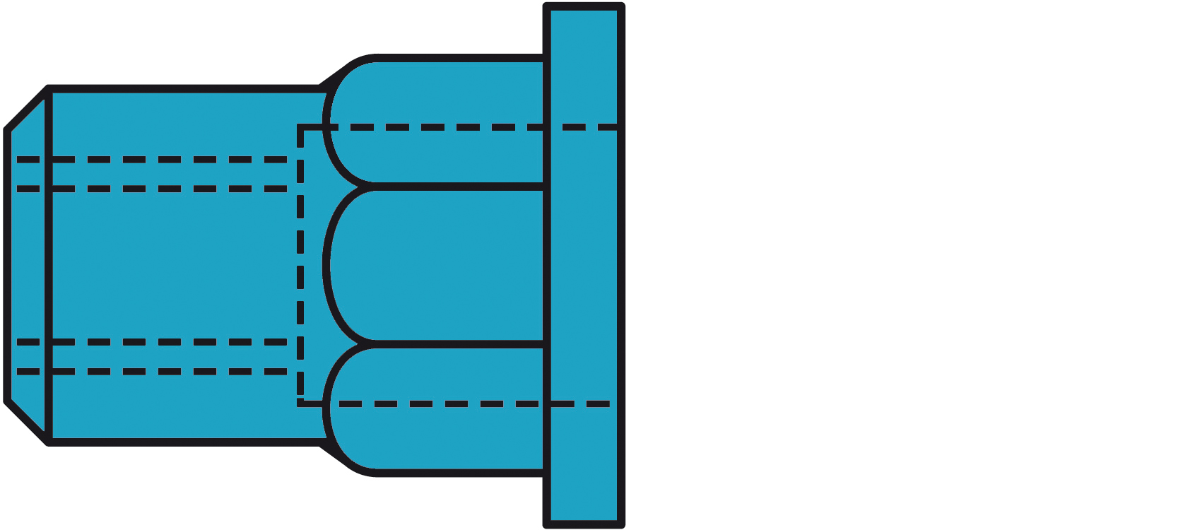 Blindnietmuttern Teilsechskant A2-Edelstahl Flachrundkopf M5 x 7 x 12