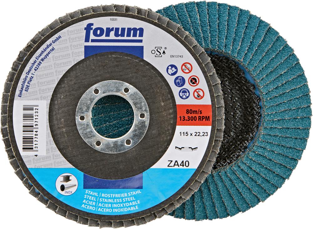 Fächerschleifscheibe 115mm, gewölbt, ZK 40 FORUM