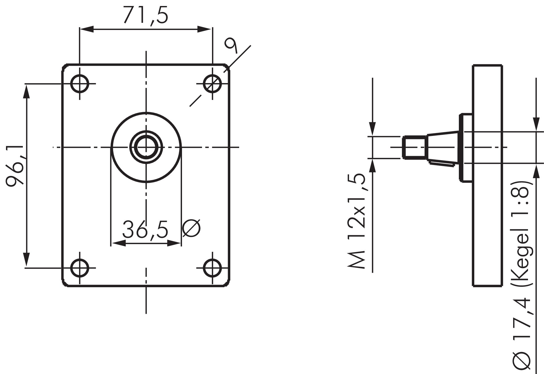 Zeichnung: Europäischer Normflansch (Plesseyflansc