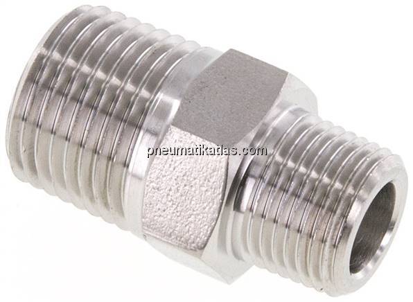 Doppelnippel NPT 1/2"-NPT 3/8", 1.4571