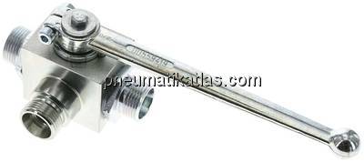 Hochdruck-3-Wege Kugelhahn, L-Bohrung, 15 L (M22x1,5), 0 - 315bar