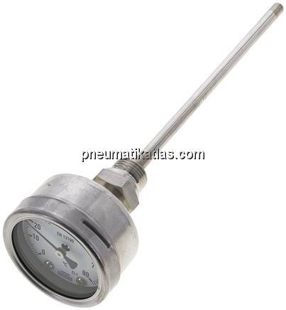 Bimetallthermometer, waagerecht D63/0 bis +80°C/200mm